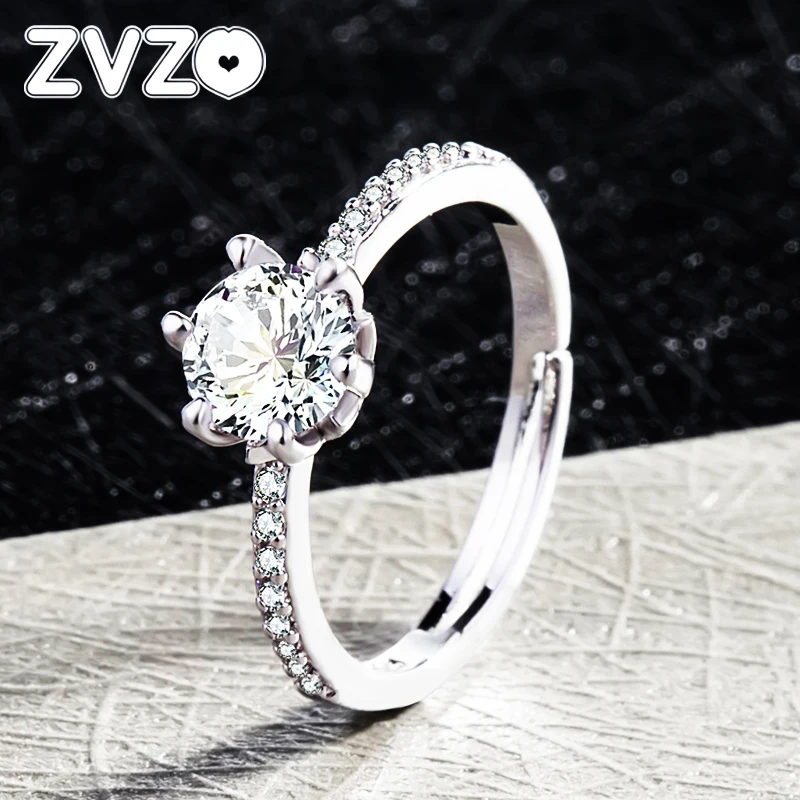 ZVZO классическое обручальное кольцо 6 Когти Дизайн AAA белый кубический цирконий