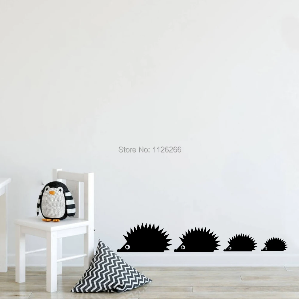 Four Hedgehog Vinyl Wall Sticker Cartoon Kids Room Nursery Wall Decor Two sizes