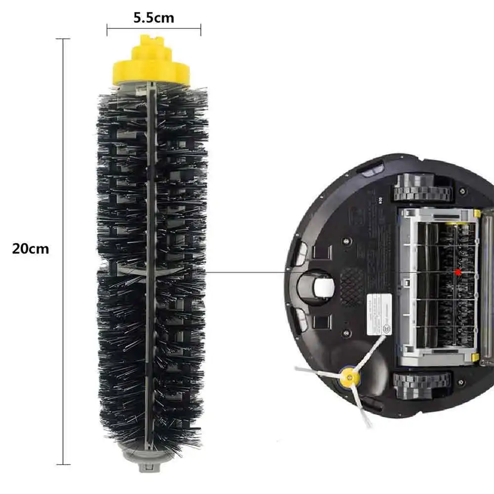 Щетиной(Стоматологическая полировальная щетка)+ Гибкая резиновая щетка для iRobot Roomba 600 630 650 660 700 серии 760 770 780 790