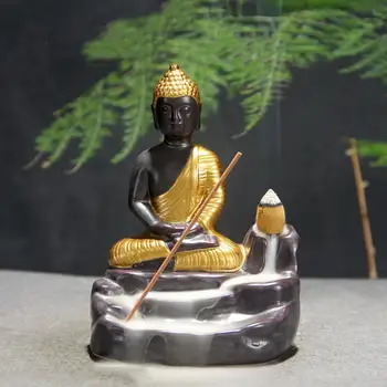 

Buddha Ceramic Backflow Incense Burner Ganesha Smoke Waterfall Stick Incense Holder Aromatherapy Furnace Decorative Buddha