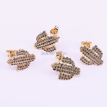 6 пар зеленый фианит Micro Pave серьги-гвоздики в виде кактусов модные украшения подарок для женщин