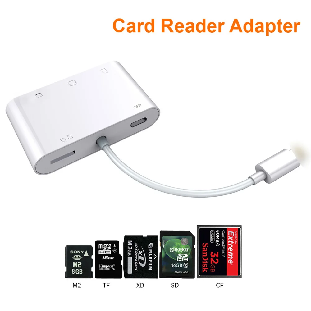 

Hot sale SD Card Reader,6 in 1 Multiple SD TF SD CF XD M2 Card Reader Lighting Charging Adapter for iPhone Xs MAX XR X 5S 6 7