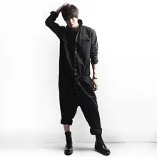 M-5XL! Мужские новые модные комбинезоны спецодежда наряды для подиума свободные Соединенные ремни брюки певцы танцовщицы брюки