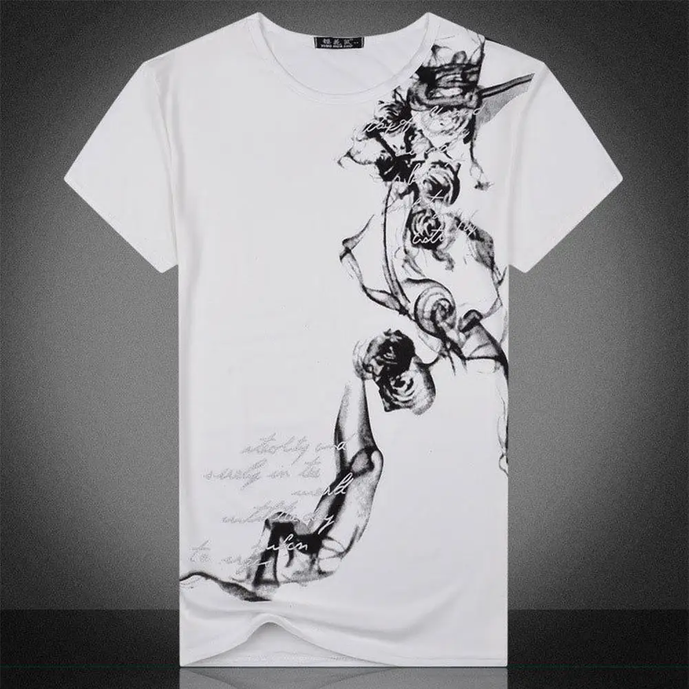 

ZACOO Men Chinese Style Dragon Pattern Short Sleeve T-shirt