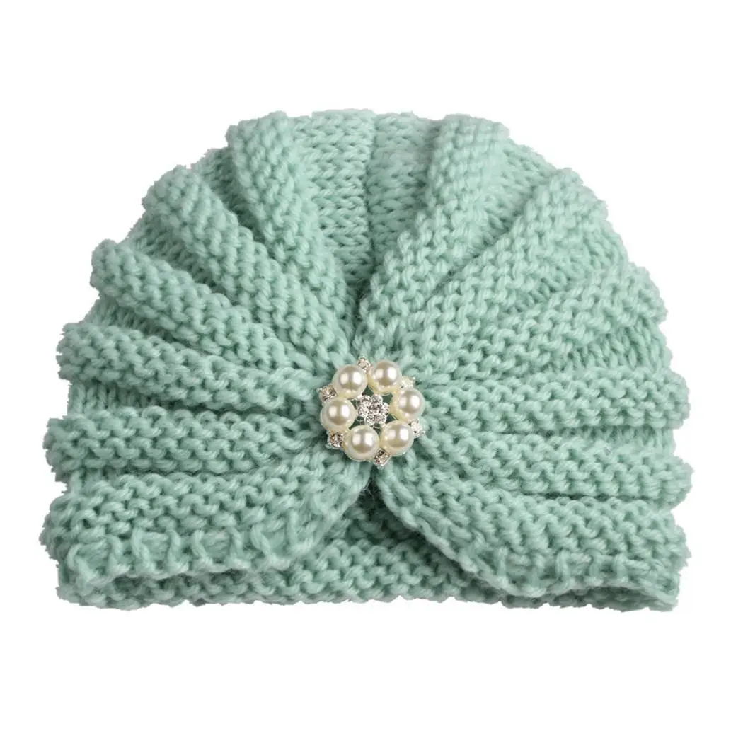 

New Baby Girls Boys Infant Toddler Artificial Gem Christening Wedding/Party/Casual Headdress Knitted Hat