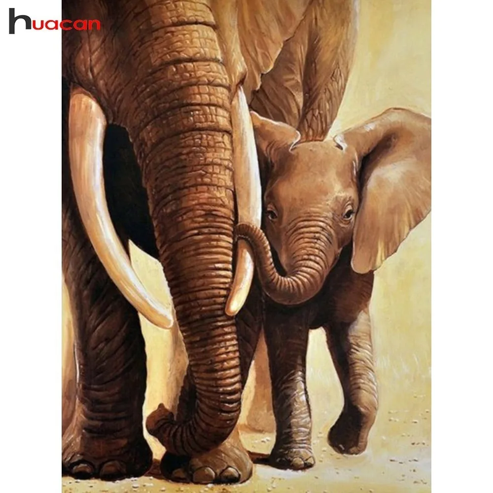 

HUACAN Animals DIY Diamond Painting Elephant Diamond Embroidery Decoration Home Full Square/Round Drill Diamond Embroidery