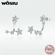 WOSTU Классические Аутентичные 925 пробы серебряные серьги-гвоздики с серебряными звездами очаровательное ночное небо для женщин подарок DXE448