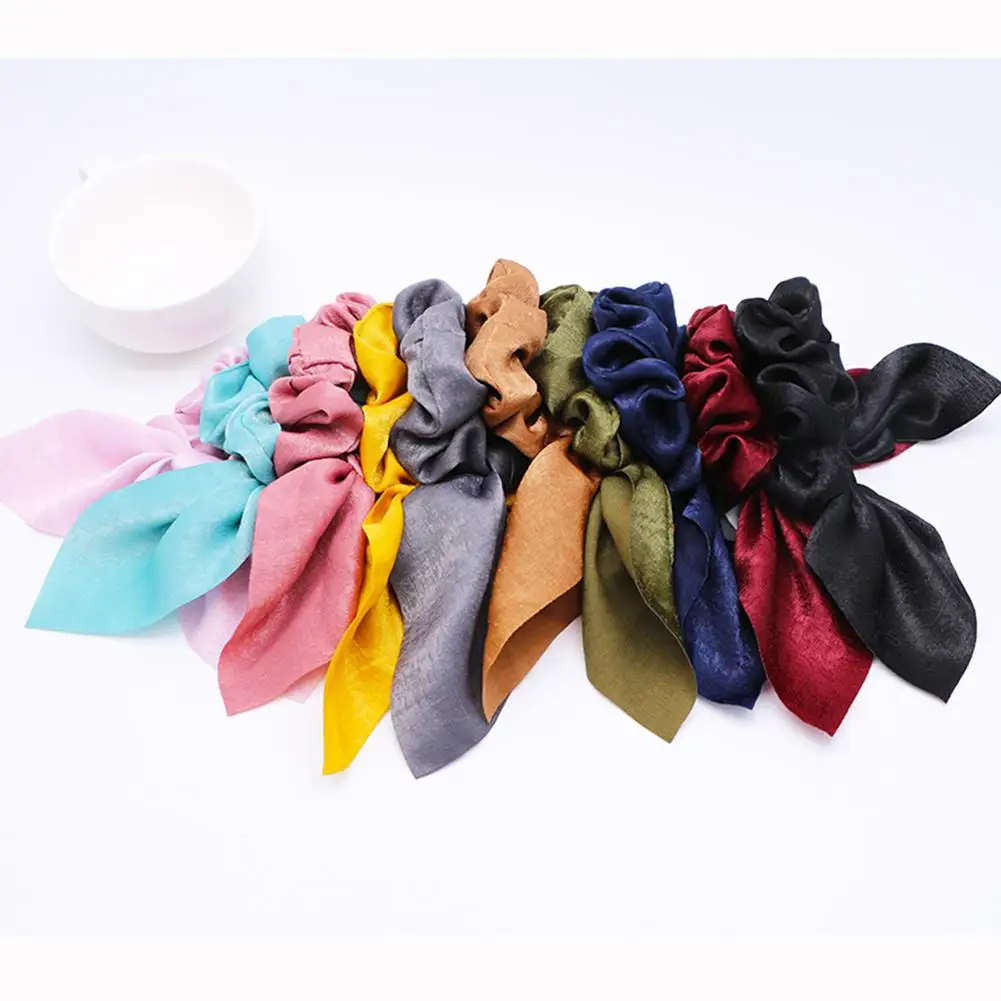 MISSKY 10pcs/set Women Girl Elastic Hair Band Solid Color Sweet Style Ribbon Hair Ring Female Hair Accessory