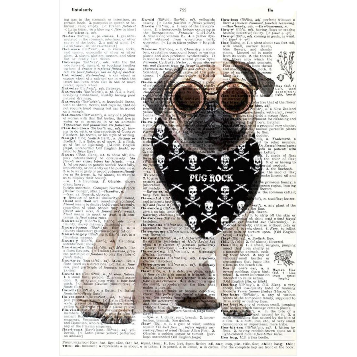 Art N Wordz Steam Punk Pug Original Dictionary Sheet Pop Print | Дом и сад