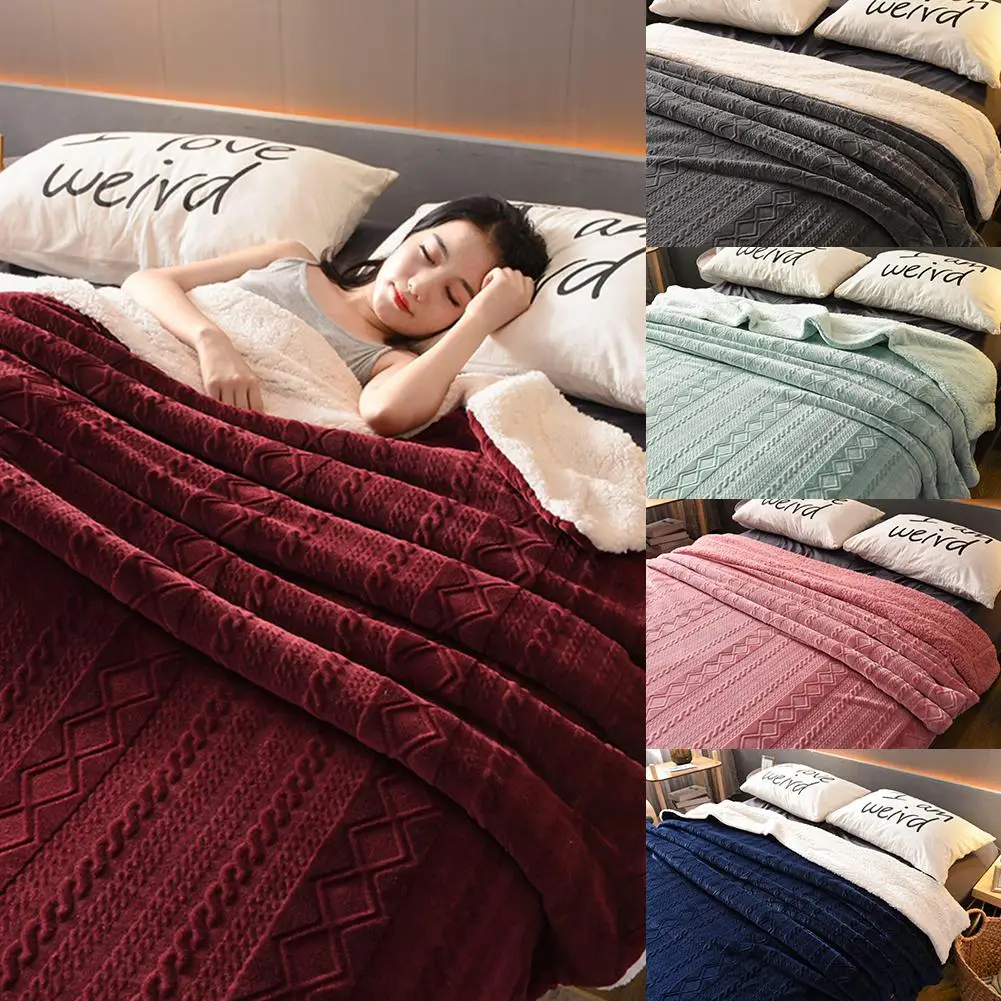 

Thicken Berber Fleece Blanket Double Layer Plush Fleece for Beds Sofa Throw Blanket Bedspread