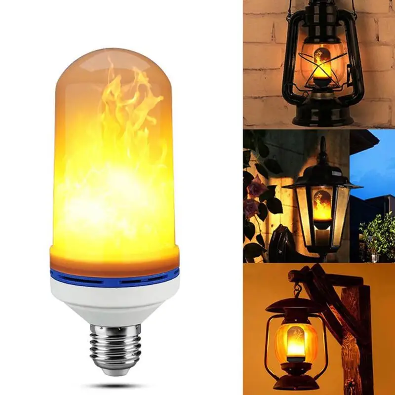 Светодиодный пламенная лампа E27 огненная лампа 9 Вт светодиодный Кукуруза лампы 85-265 V 4 режима + гравитационный Сенсор мерцающего ночник