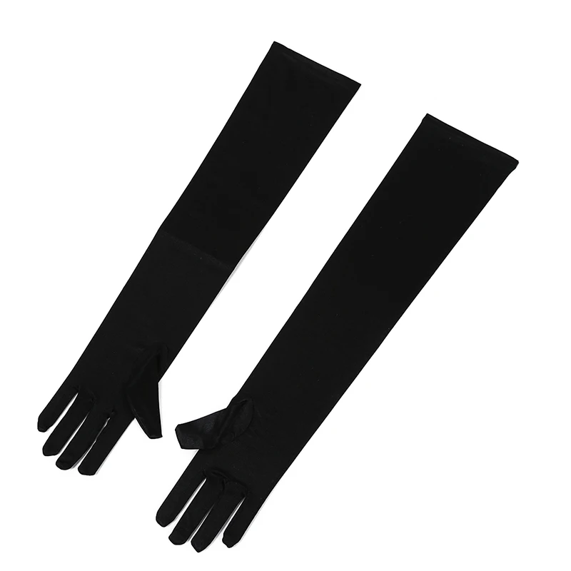 Пара сексуальных длинных перчаток черные 50 см эмо панк Вечерние