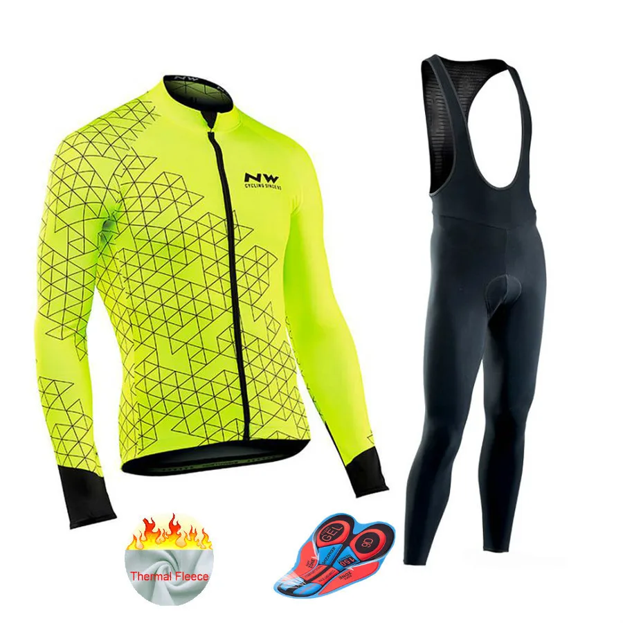 

Northwave NW 2018 Pro Team Winter Thermal Cycling Clothing Man Jersey Long Bike Cloth MTB Ropa Ciclismo Bicycle Maillot Gel Bib