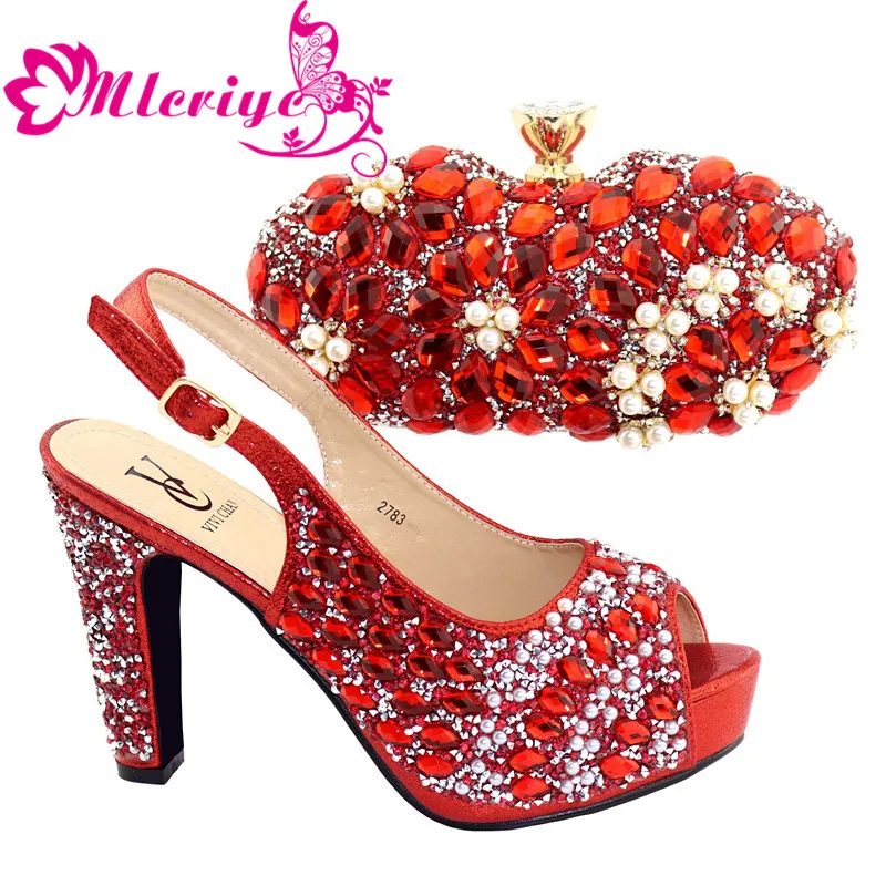 

2019 African Women Matching Italian Shoes and Bag Set for Wedding red-2783 Italian Shoes with Matching Bag Italy Shoe and Bag