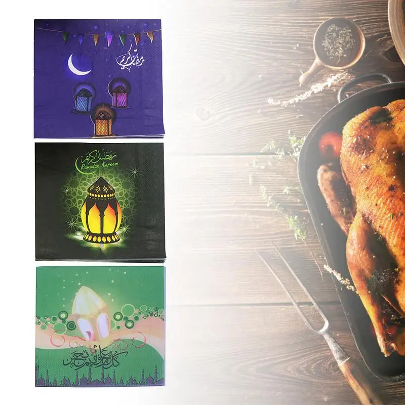 

New Ramadan Napkin Color Printed Facial Tissue Muslim Festival Party Supplies Decoration Ideal For Parties Dinner Parties
