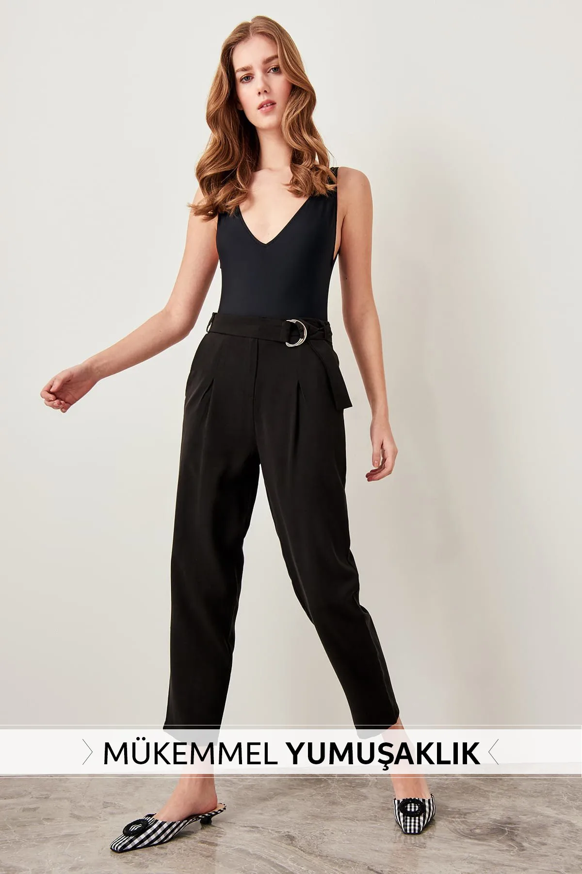 Брюки Trendyol с черным поясом из лиоцелла TWOSS19ST0053|Брюки |