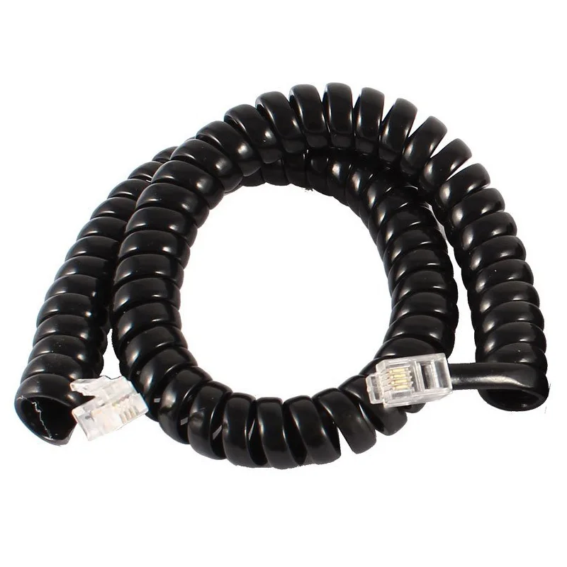 OPQ 2 Pcs 2M RJ9 4P4C Plug Coiled Stretchy Telephone Handsets Cable