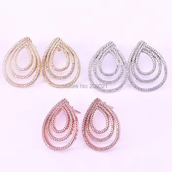 

5Pairs New Fashion High Quality Cubic Zirconia Waterdrop shape Stud Earrings in Mix Colors
