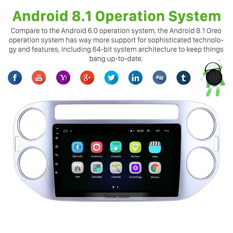 Seicane 2din android 2010 9 дюймов автомобильный GPS радио плеер для VW Volkswagen Tiguan 2011 2012 2013 2014 1080