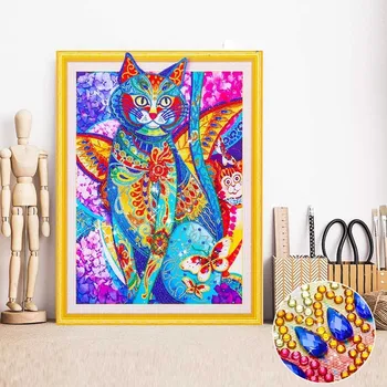 

Huacan 5D Special Shape Diamond Embroidery Cat Partial Diamond Painting Animal DIY Mosaic Picture Of Rhinestone 40x50