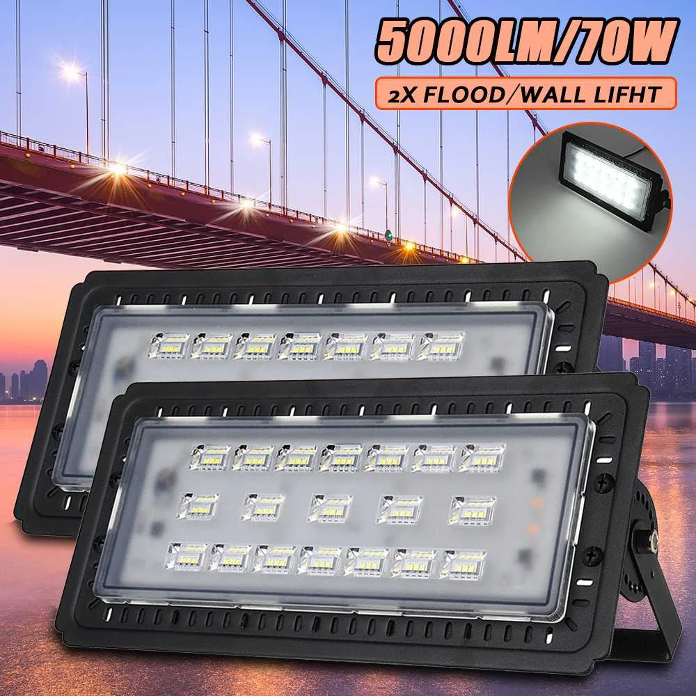 

70W 76 LED 5000LM Flood Light LED Street Lamp Super Bright Outdoor Spotlight FloodLight Waterproof IP65 Professional Lighting