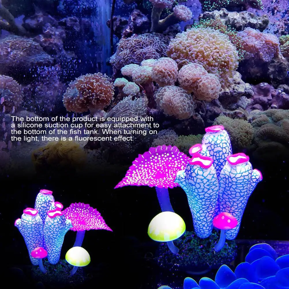 Красивый флуоресцентный морской сквирт эмуляция кораллов Аквариум Ландшафтный Декор силиконовый Декор