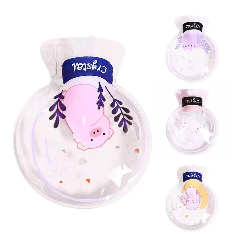 

Cute Cartoon Pattern PVC Round Water Hot Water Bag Explosion-Proof Transparent Water Injecting Hand Warmer Warm Water Bag