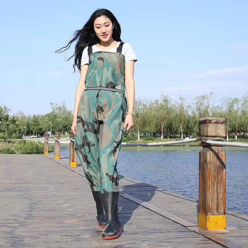 

Outdoor Camouflage Hunting Farming pants Euro 37-45 Men Waterproof Anti-wear Waders Pants Boots Fishing Suspender Jumpsuit A9250