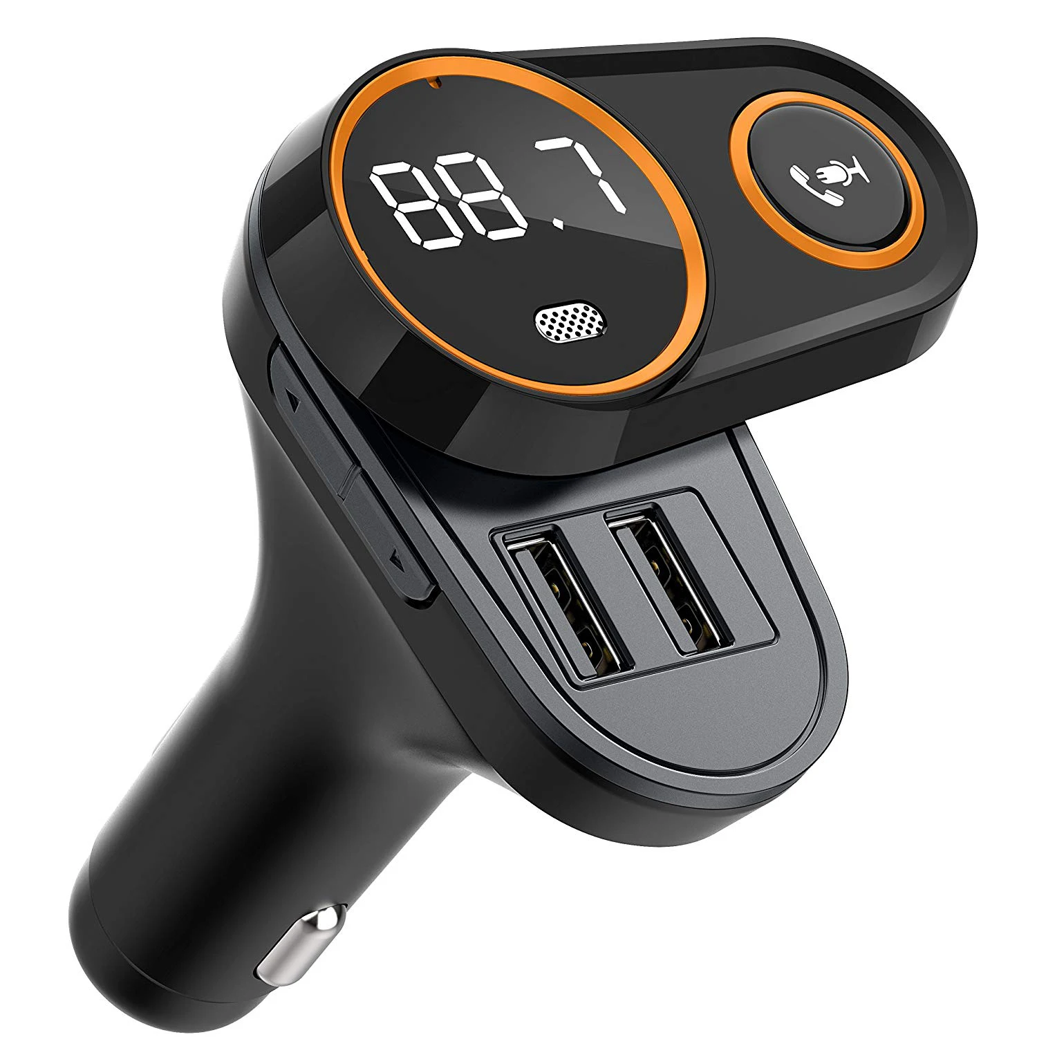 

Bluetooth FM Transmitter for Car, (Rotating Design) Wireless Bluetooth FM Radio Adapter Car Kit with Hands-Free Calling, 5V/2.