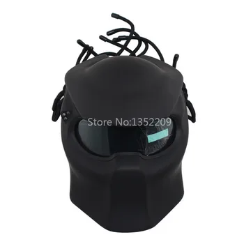 

Motorcycle Premium ABS Fiberglass Helmet First Generation Iron Warrior Predator Full Face With Led Spotlights Unisex L