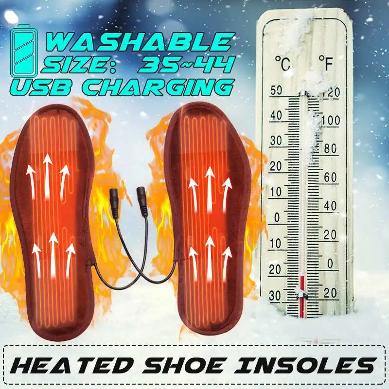 Foot Warmer Heat Boots Shoes Pad USB Electric Heated Insoles Soles