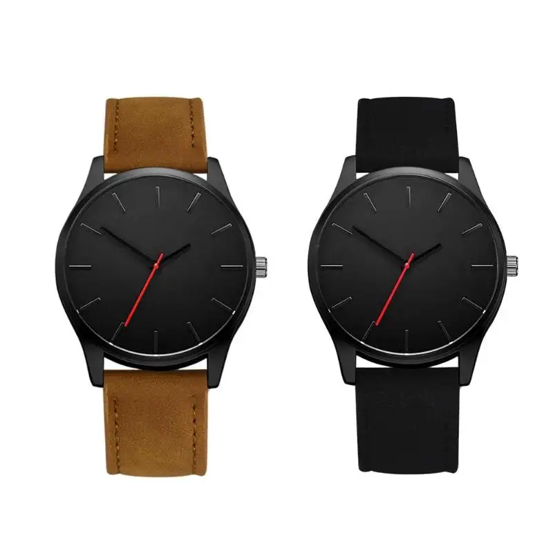 Повседневное для мужчин наручные часы с круглым циферблатом кожаный ремешок в деловом стиле кварцевые наручные часы из искусственной кожи