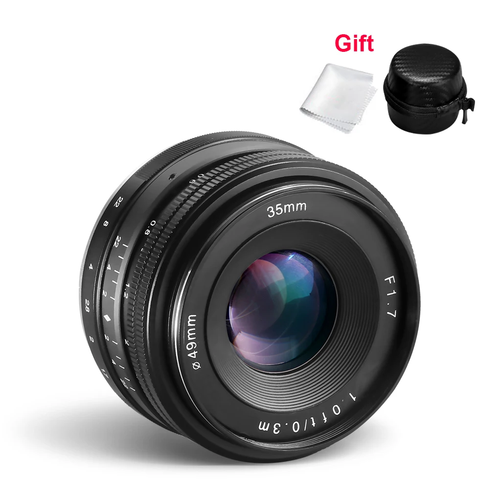 

CRAPHY 35mm F/1.7 Large Aperture Lens Manual Focus Prime Camera Lenses For Sony With Cleaning Wipe