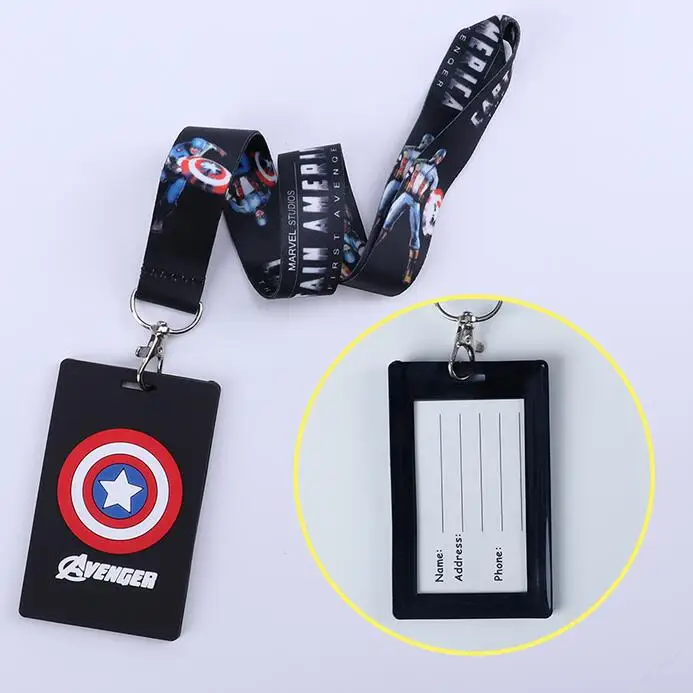 

Retail 1 pcs Captain America Named Card Holder Identity Badge with Lanyard Neck Strap Card Bus ID Holders With Key Chain