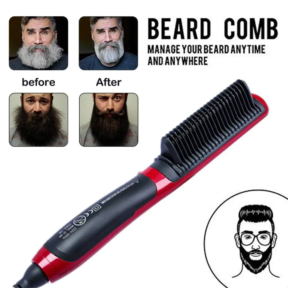 

Portable Men's Fast Beard Smooth Comb Fast Beard Straightener Multifunction Hair Curler LCD Monitor Ceramic Beard Comb