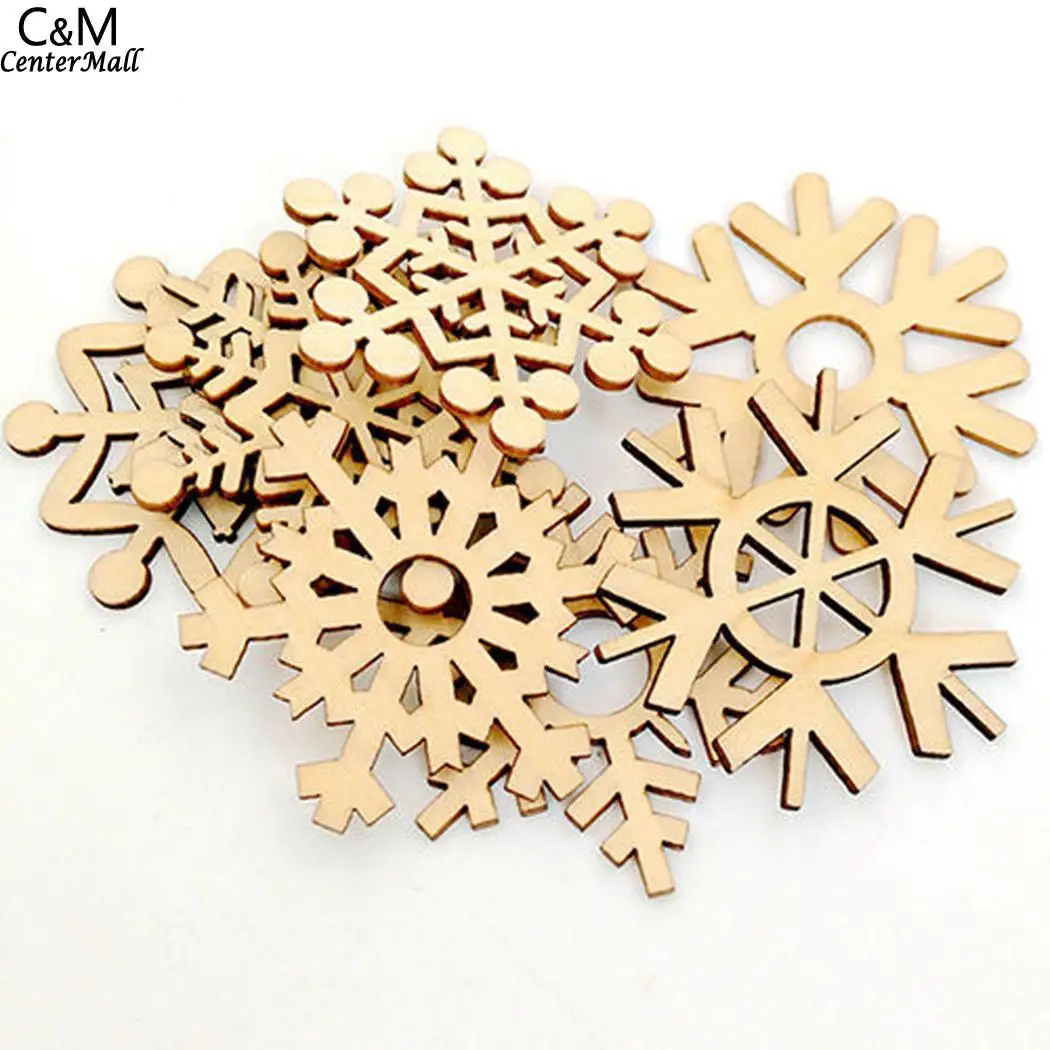 Christmas Wooden Snowflake Fashion Craft Decorations Christmas Tree Wooden Snowflake Hanging Ornament frozen