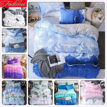 

Blue Duvet Cover Fashion 3/4 Pcs Bedding Set Adult Kid Sheet Pillow Case Bed Linen Single Full Queen King Size Bedspread 150x200