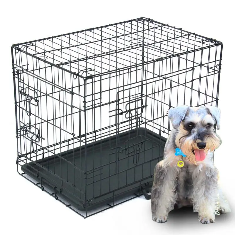 

24" Pet Kennel Dog Cage Crate Double-Door Pet Cat Dog Chihuahua Folding Steel Crate Animal Playpen Wire Metal