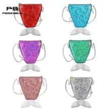 Для женщин лазерный рыбий хвост блёстки портмоне сумка через плечо для девочек Сумка