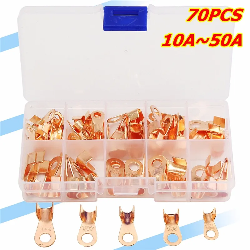 

70pcs 10A 20A 30A 40A 50A OT Cable Wire Terminal Connector Copper Lugs Durable Quality