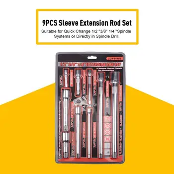 

9PCS Sleeve Extension Rod Set Mirror Polishing Multi-Function Set 1/2" 3/8" 1/4" Hex Handle Square Head Sleeve