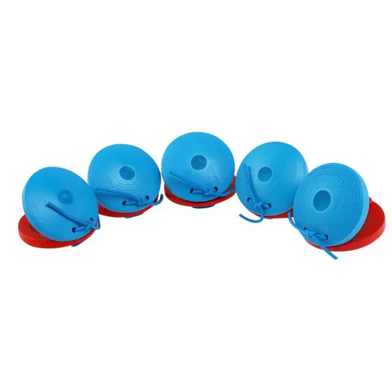 5 шт Детские деревянные круглые кастанеты музыкальные инструменты игрушки(красный+ синий