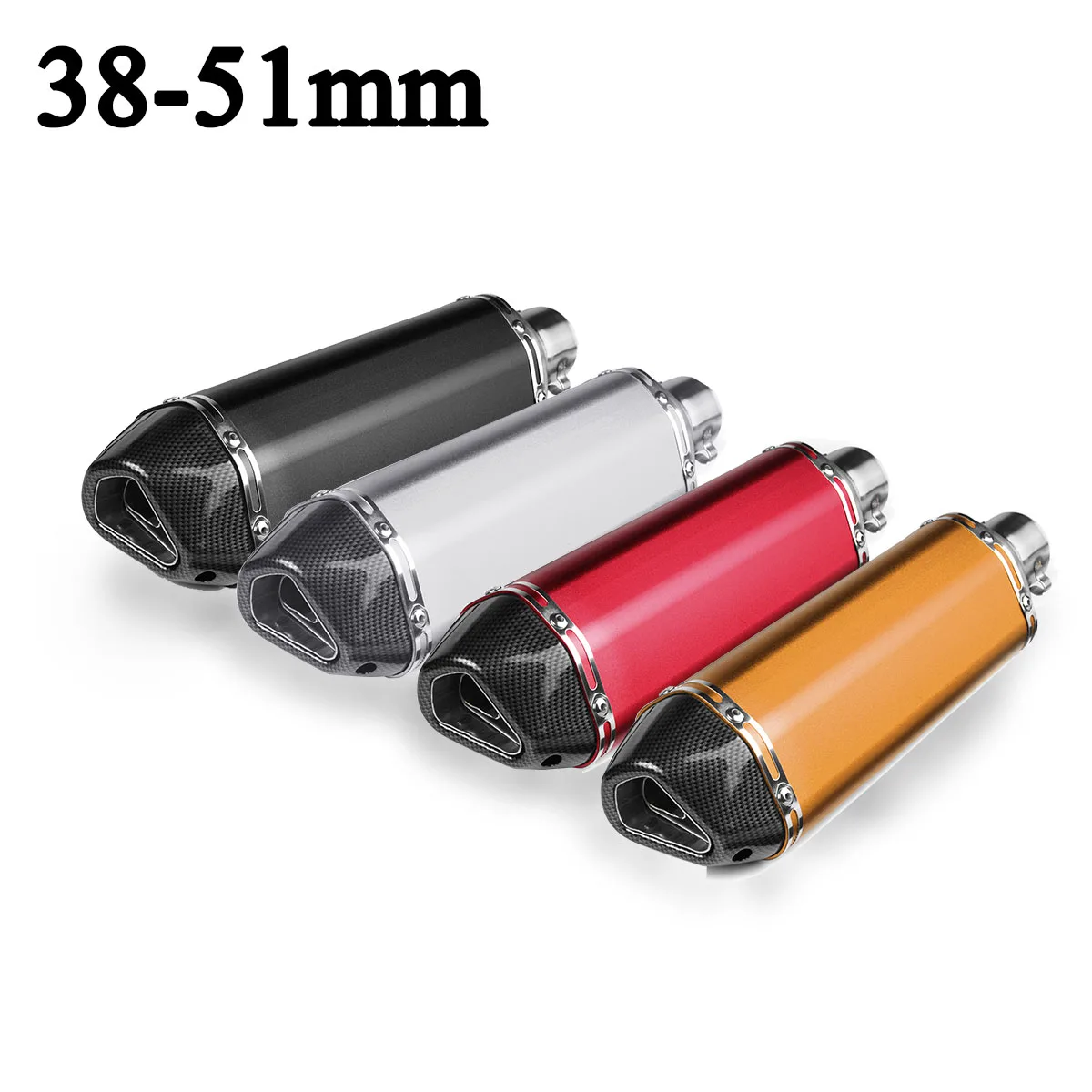 

Universal 1Set 38-51mm Motorcycle Exhaust Muffler Escape Slip On Pipe Motorbike Scooter ATV Dirt Bike DIY Carbon Stainless steel