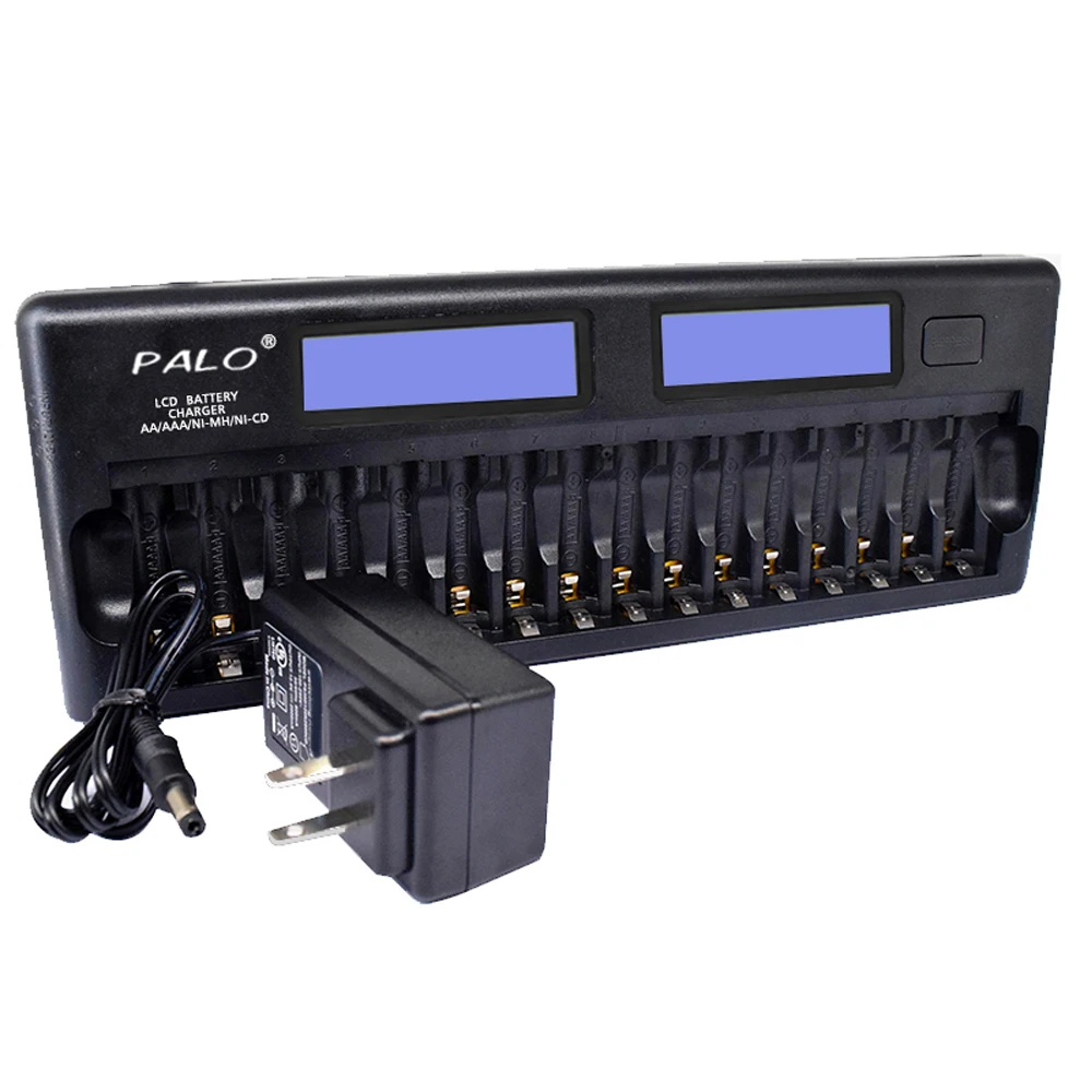 

PALO PL-NC31 Universal Battery Charger Two 3" LCD Screen Smart Charger w/ 16 Battery Slots for 1.2V Ni-MH Ni-CD AAA AA Batteries