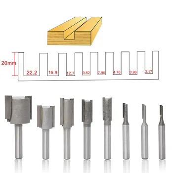 

8Pcs 1/4" Shank Straight Slotted Router Bit For Woodworking Cutter Tool Set