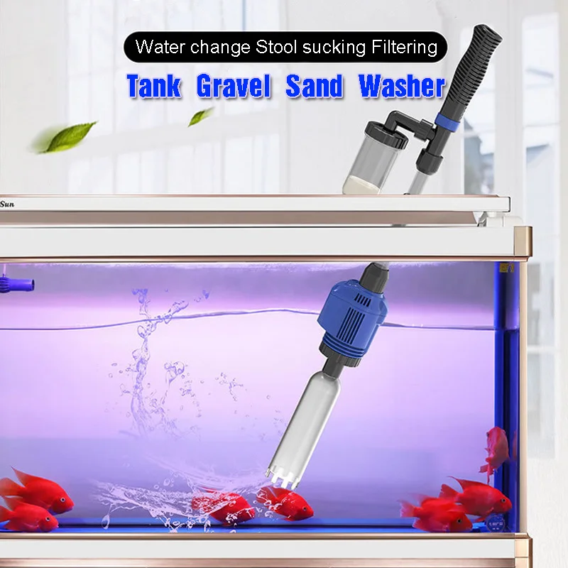 

220V Aquarium Electric Syphon Operated Fish Tank Sand Washer Vacuum Gravel Water Changer Siphon Filter Cleaner Fish Tank Tools