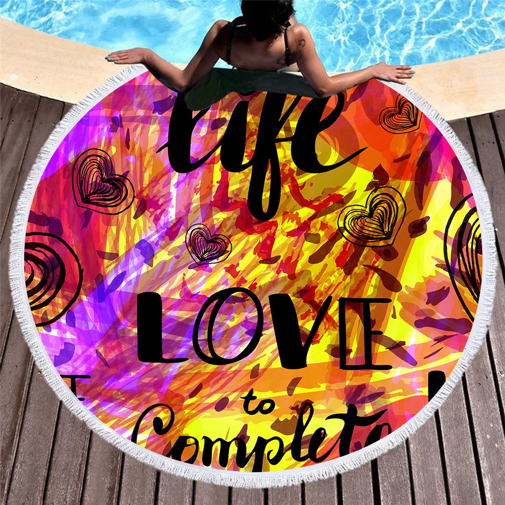 

Summer Large Round Beach Towel Microfiber Towel Beach For Living Room Wall Tapestry Printed Bath Towels Blanket Picnic Yoga Mat