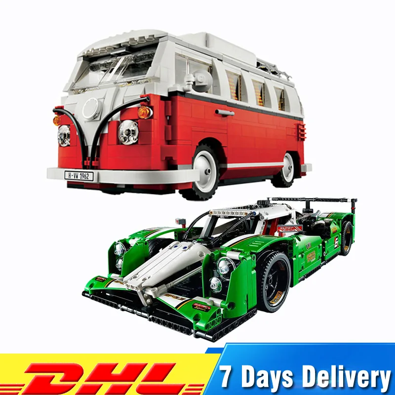 

24 Hours Race Car +T1 Camper Van Technic Model Building Blocks Compatible LegoINGlys 42039 10220 Bricks Educational Toys Gifts