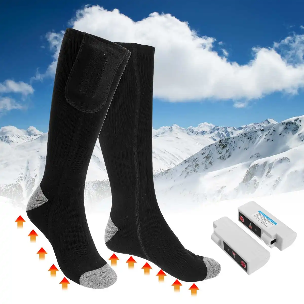 

Heated Cotton Sock EU Plug Electric Rechargeable Battery Cycling Ski Warmer Feet Adult Keep Warm Breathe Polyester 3 Temperature