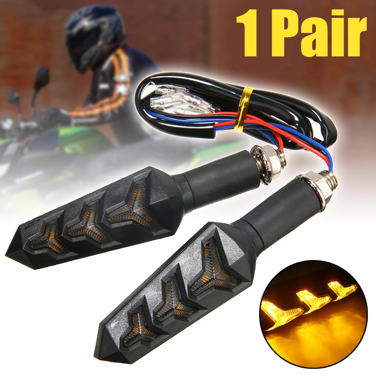 

Universal 2PCS Motorcycle LED Turn Signals Flowing Water Blinker Flashing Light Smoke Lens Motorcycle Flasher Indicator Lamp